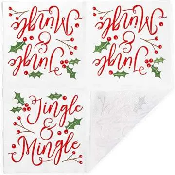 Sparkle and Bash 50 Pack Jingle & Mingle Christmas Cocktail Napkins, 5x5 inch Paper Napkins for Xmas Winter Season Holiday Party Supplies