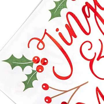 Sparkle and Bash 50 Pack Jingle & Mingle Christmas Cocktail Napkins, 5x5 inch Paper Napkins for Xmas Winter Season Holiday Party Supplies