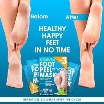 Foot Peel Mask (3 Pack), Foot Mask with Aloe Vera, Exfoliating Baby Foot Peel - Dead Skin Remover for Feet, Foot Exfoliator, Disposable Feet Peeling Mask, Callused Foot Mask Peel, Foot Peeling Mask
