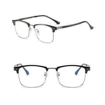 GUZTAG Blue Light Blocking Glasses Men Computer Gaming Square Semi Rim Glasses for Men/Women - Anti Eyestrain