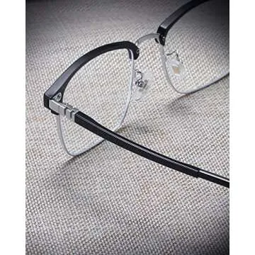 GUZTAG Blue Light Blocking Glasses Men Computer Gaming Square Semi Rim Glasses for Men/Women - Anti Eyestrain