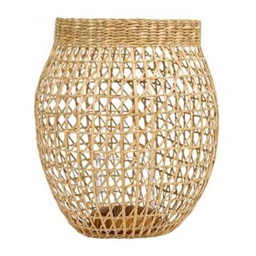 Bloomingville A90902779 Glass Insert Sizes Natural Seagrass Lanterns (Set of 2), 9", Brown