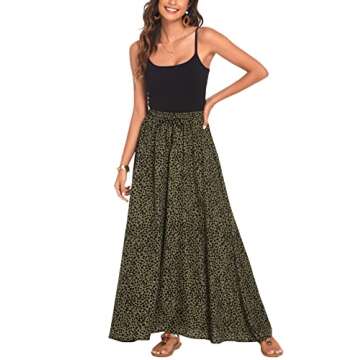 Bluetime Women Boho Summer Chiffon Long Dress Beach Cover Up Casual High Waisted Maxi Skirt (S, Floral16)