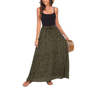 Bluetime Women Boho Summer Chiffon Long Dress Beach Cover Up Casual High Waisted Maxi Skirt (S, Floral16)