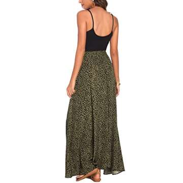 Bluetime Women Boho Summer Chiffon Long Dress Beach Cover Up Casual High Waisted Maxi Skirt (S, Floral16)