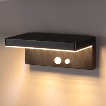 DAWALIGHT Solar Outdoor Wall Light - Motion Sensor with 3 Lighting Modes and 3000K Warm Light