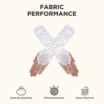 BABEYOND Short Opera Party 20s Fingerless Satin Gloves Tea Party Stretchy Adult Size Elbow Length