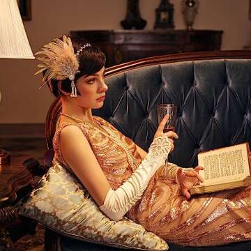 BABEYOND Short Opera Party 20s Fingerless Satin Gloves Tea Party Stretchy Adult Size Elbow Length