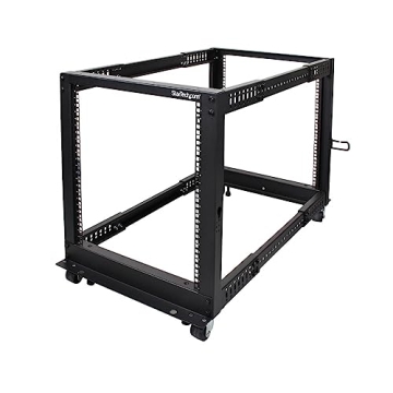 StarTech.com 4-Post 12U Mobile Open Frame Server Rack - Adjustable, Sturdy, and Versatile