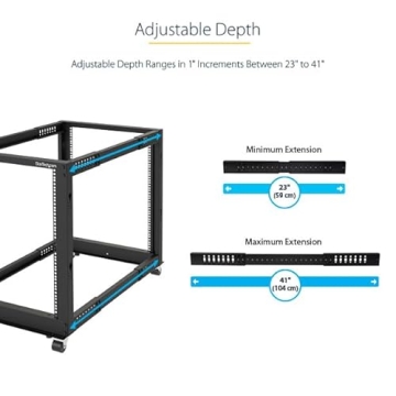 Durable StarTech 4-Post 12U Mobile Open Frame Server Rack