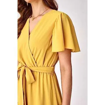 PRETTYGARDEN Summer Dresses for Women 2024 V Neck Tie Waist