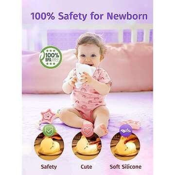 Mubarek Night Light for Kids, 16 Colors Dimmable Kids Night Light lamp, Remote Silicone Night Light for Baby Nursery, Rechargeable Cute Lamp Cat Lamp,Timer Toddler Night Light,Nightlight for Kids Room