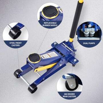 Eisen Heavy duty 3 Ton Floor Jack For All Terrain Vehicle Low Profile Hydraulic Jack, Steel Service ...