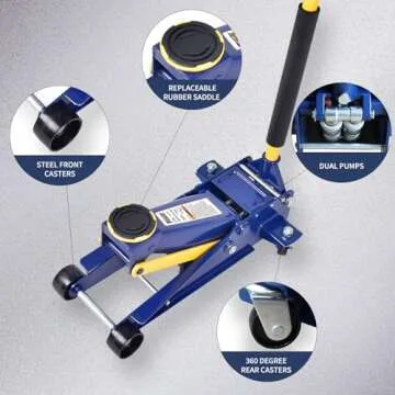 Eisen Heavy Duty 3 Ton Floor Jack - Hydraulic Low Profile Jack with Quick Lift