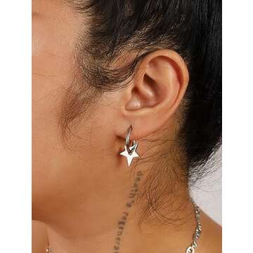 Sacina Star Earrings Y2k, Y2k Emo Punk Grunge Goth Earrings, Emo Jewelry, Christmas Jewelry Gift For...