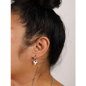 Sacina Star Earrings Y2k, Y2k Emo Punk Grunge Goth Earrings, Emo Jewelry, Christmas Jewelry Gift For Women