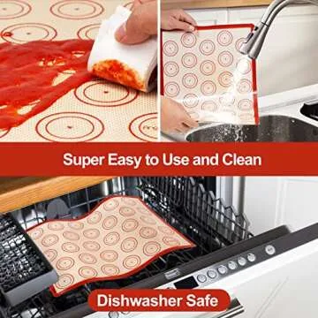 Silicone Baking Mat Set of 6, Easy Clean & Non-Stick Food Grade Reusable Baking Mat, Silicon Baking ...