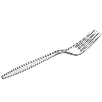 Comfy Package [300 Pack] Heavyweight Clear Plastic Forks with Engraved Design - Disposable Sturdy Pl...