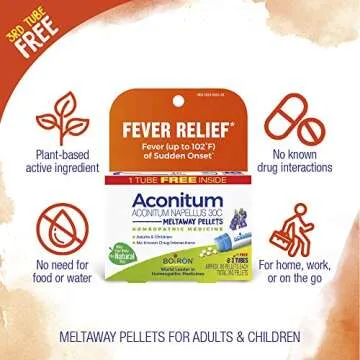 Boiron Aconitum Napellus 30C Homeopathic Medicine Relief from Fever, Hot and Dry Skin, Cough, and Restlessness - 3 Count (240 Pellets)