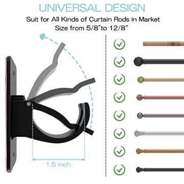 Wabboreq Easy Install Curtain Rod Brackets for Any Room