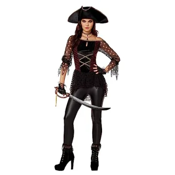 Elegant Spirit Halloween Adult Dark Pirate Costume - L | Sexy Pirate Outfit | Buccaneer Gear