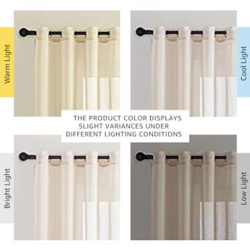 NICETOWN Semi Sheer Curtains - Light Filtering Beige Linen Drapes 84"