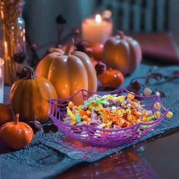 JOYIN 5 Pcs Halloween Candy Bowl Dish Spider Web Halloween Decorations Indoor Decor, Party Supplies Favors Table Desk Haunted House Trick Or Treat Basket Plastic