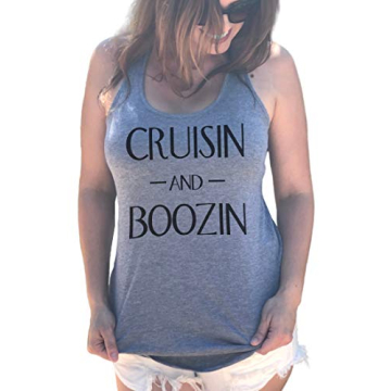 Cruisin and Boozin Funny Boating Family Cruise Shirt (Racerback Tank Top, Large)