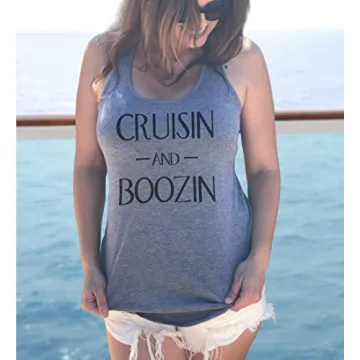 Cruisin and Boozin Funny Boating Family Cruise Shirt (Racerback Tank Top, Large)