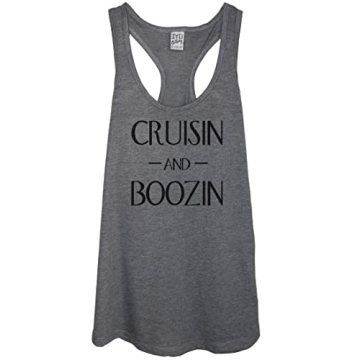 Cruisin and Boozin Funny Boating Family Cruise Shirt (Racerback Tank Top, Large)