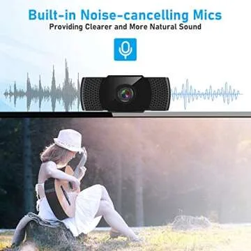 Ehome Webcam with Microphone, 1080P USB 2.0 Noise-Cancelling Web Camera Plug and Play Rotatable Laptop Web Cam for Desktop PC Video Calling Online Class Conferencing Streaming Recording Gaming