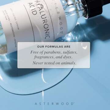 Asterwood Hyaluronic Acid Serum for Face - Plumping, Anti-Aging, Hydrating - Fragrance-Free - 4 Fl Oz