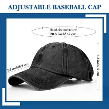 Jecery 12 Pcs Baseball Caps for Women Men Washed Baseball Hat Adjustable Cotton Sports Caps for Adults Outdoor Activities (Elegant Colors)