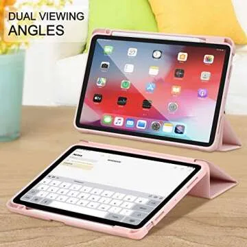 SIWENGDE for iPad Air 5th/4th Generation 2022/2020 10.9 Inch Case with Pencil Holder [Support iPad 2nd Pencil Charging and Touch ID], Trifold Stand Smart Cover with Soft TPU Back(Pink)