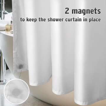 Titanker Extra Long Shower Curtain Liner Washable, 72 x 84 Inches, White Shower Liner Fabric with 2 Magnets, Waterproof Bathroom Long Shower Liner Polyester Soft Lightweight, White