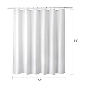 Titanker Extra Long Shower Curtain Liner Washable, 72 x 84 Inches, White Shower Liner Fabric with 2 Magnets, Waterproof Bathroom Long Shower Liner Polyester Soft Lightweight, White