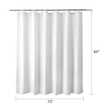 Titanker Extra Long Shower Curtain Liner Washable, 72 x 84 Inches, White Shower Liner Fabric with 2 Magnets, Waterproof Bathroom Long Shower Liner Polyester Soft Lightweight, White