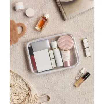 3PCS Clear Hard Shell Zipper Case,Portable Cosmetic Bag with Zipper,Kid's Toy Storage Organizer Bins,Hard Plastic Case,Clear Zipper Bags for Organizing,Pencil Case（Medium）