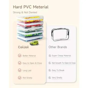 3PCS Clear Hard Shell Zipper Case,Portable Cosmetic Bag with Zipper,Kid's Toy Storage Organizer Bins,Hard Plastic Case,Clear Zipper Bags for Organizing,Pencil Case（Medium）