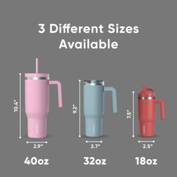 Hydrapeak Voyager 40 Oz Stainless Steel Tumbler with Handle, Insulated Water Bottle With Straw & Lid, Cupholder Friendly Reusable Travel Mug (Black)