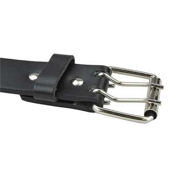 Belle Donne - Women's Double Grommet Leather Jeans Belt, Black , Size X-Large