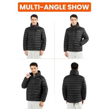 Venture Heat Men's Heated Jacket with Battery Included - 12V MAX Self Warming Parka Coat, Down Ski Jacket, Bluetooth App Control (L, Black)