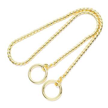 Mile High Life | Dog Training Collar | Curb Chain Collar | Chrome Copper Slip Lead | P Ring Collar | Choke Collar (20in/50cm-4.0mm)