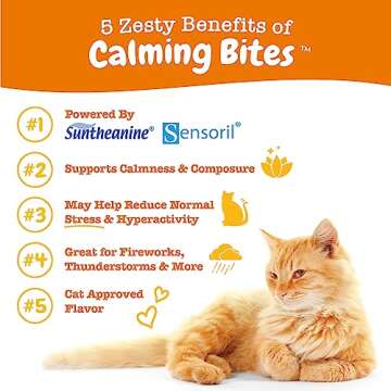 Zesty Paws Calming Chews for Cats - Composure & Relaxation for Everyday Stress & Separation - with Ashwagandha, Organic Chamomile, L-Theanine & L-Tryptophan – Bacon - 60 Count - Cat