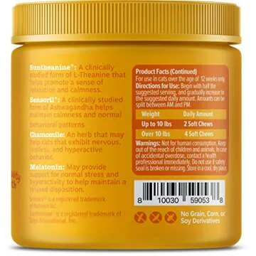 Zesty Paws Calming Chews for Cats - Composure & Relaxation for Everyday Stress & Separation - with Ashwagandha, Organic Chamomile, L-Theanine & L-Tryptophan – Bacon - 60 Count - Cat