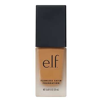 e.l.f. Flawless Satin Foundation, Lightweight & Medium Coverage, Semi-Matte Finish, Vegan & Cruelty-Free, Cashew, 0.68 Fl Oz (20mL)