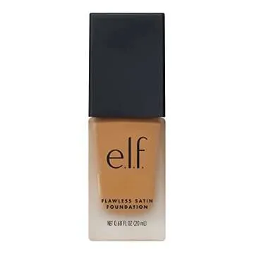 e.l.f. Flawless Satin Foundation, Lightweight & Medium Coverage, Semi-Matte Finish, Vegan & Cruelty-Free, Cashew, 0.68 Fl Oz (20mL)