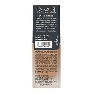 e.l.f. Flawless Satin Foundation, Lightweight & Medium Coverage, Semi-Matte Finish, Vegan & Cruelty-Free, Cashew, 0.68 Fl Oz (20mL)