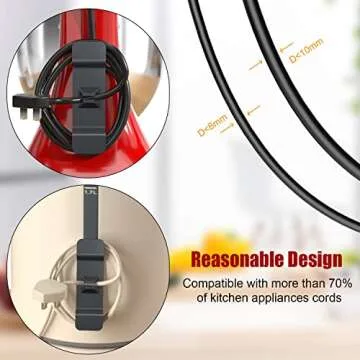 Cord Organizer for Kitchen Appliances, 9 Pack Appliance Cord Organizer Stick On, Cord Wrappers for Kitchen Appliances Compatible with Stand Mixer, Toaster, Air Fryer, Coffee Maker