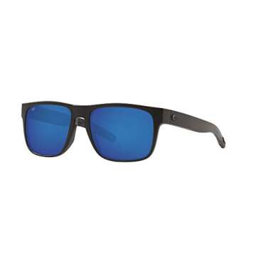 Costa Del Mar Mens Spearo Square Sunglasses, Blackout Frame & Blue Mirrored Polarized 580G, 56 mm